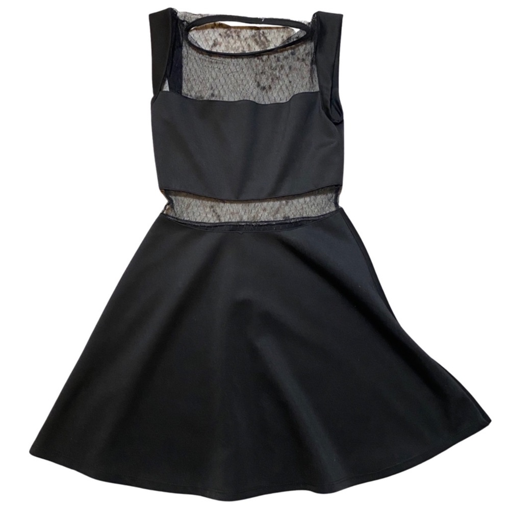 Speechless Mesh Panel Skater Dress Black sz Small